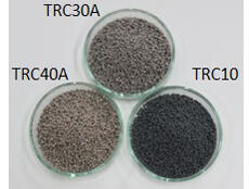 [Image of carbon recycling catalyst products] (top) TRC30A, (left) TRC40A, (right) TRCS10