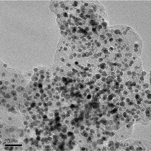 TEM image of platinum alloy (PtCo) catalyst