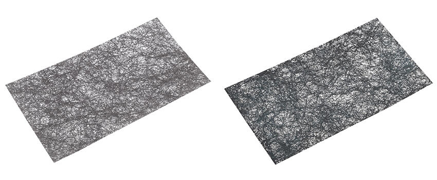 [Electroless plating on solid polymer films] Before plating (left) and after plating (right)