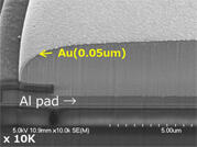 Cross-sectional SEM image of Ni/Au plating on a Φ50 μm pad