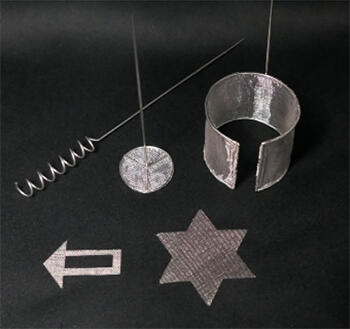 Platinnetz in verschiedenen Formen verarbeitet